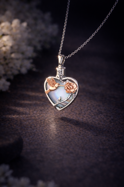 The Mindora Hummingbird Rose Ashes Necklace