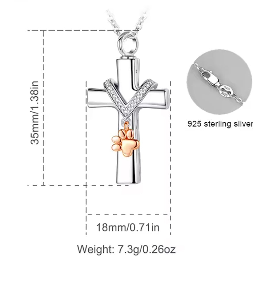 Paw Cross Remembrance Necklace